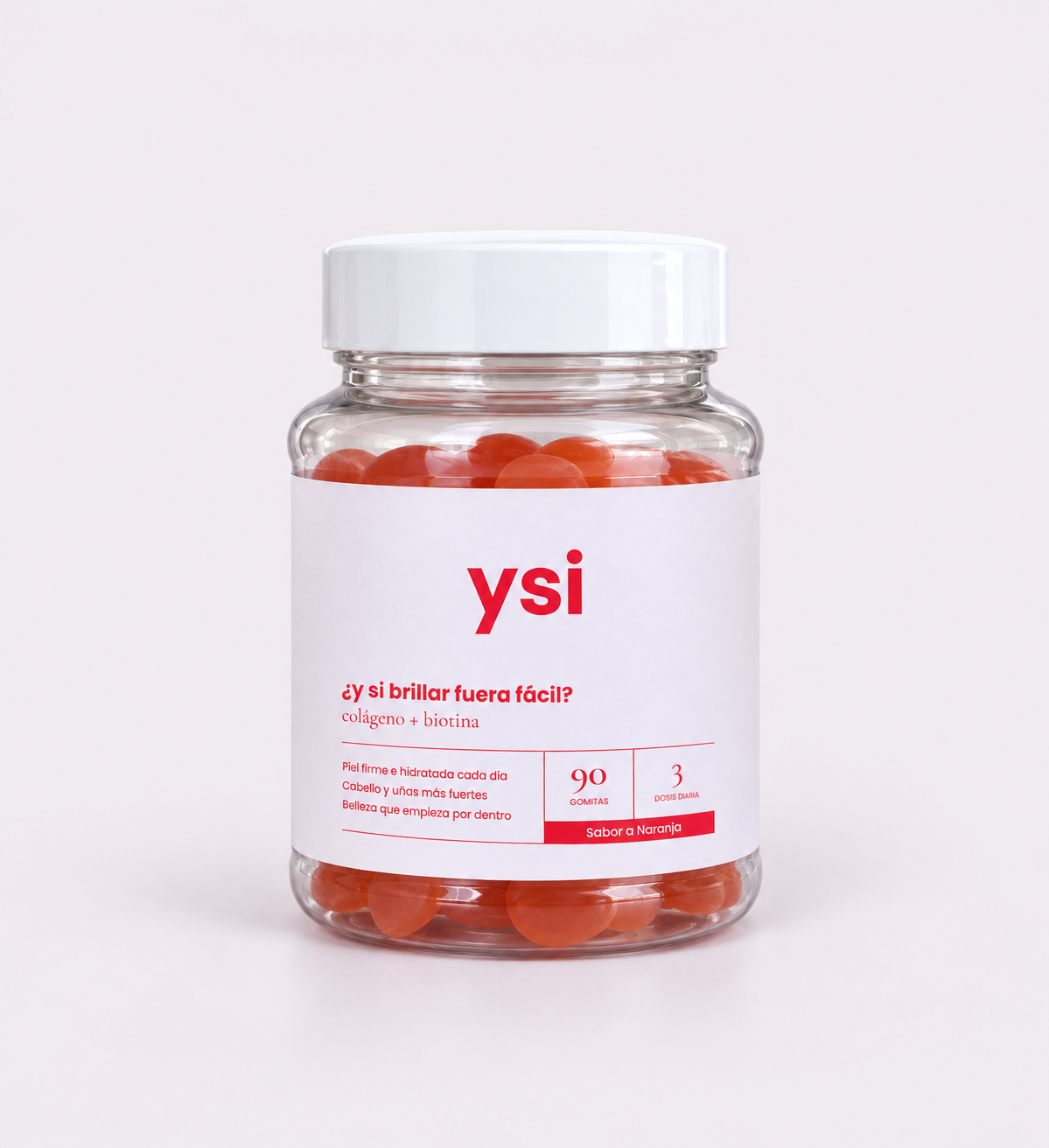 Gomitas de Colágeno + Biotina YSI - 90 gomitas, sabor a naranja
