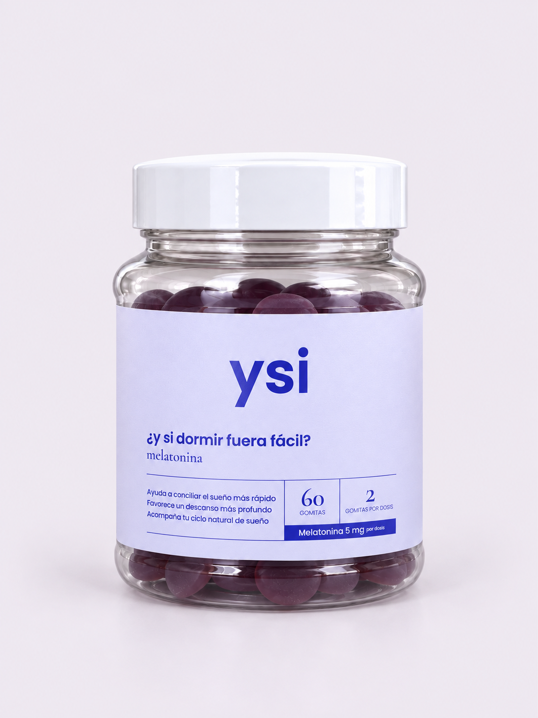 Frasco de Melatonina YSI, 60 gomitas, 5 mg por dosis, frutos del bosque